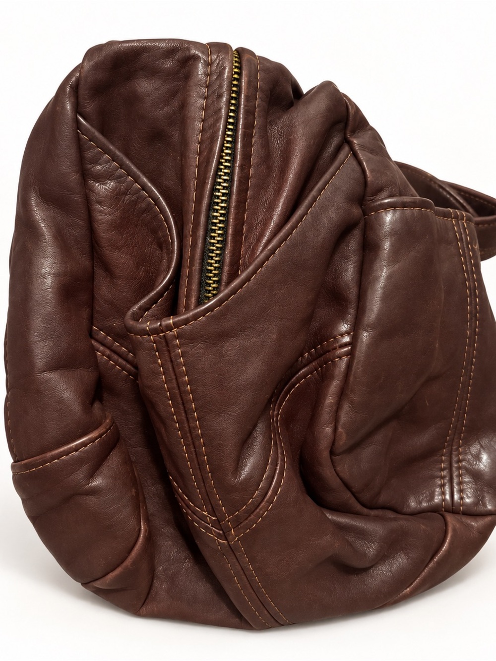 Vintage 90s Y2K Victoria Leather Co Biker Bag Black Leather Crossbody